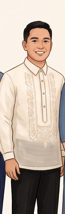 Principal sponsor in a barong and black slacks