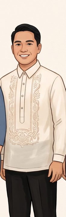 Principal sponsor in a barong and black slacks